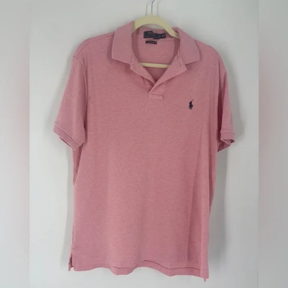 Polo Ralph Lauren Performance Shirt Mens L Pink Classic Pony Short Sleeve Polo - Picture 1 of 7